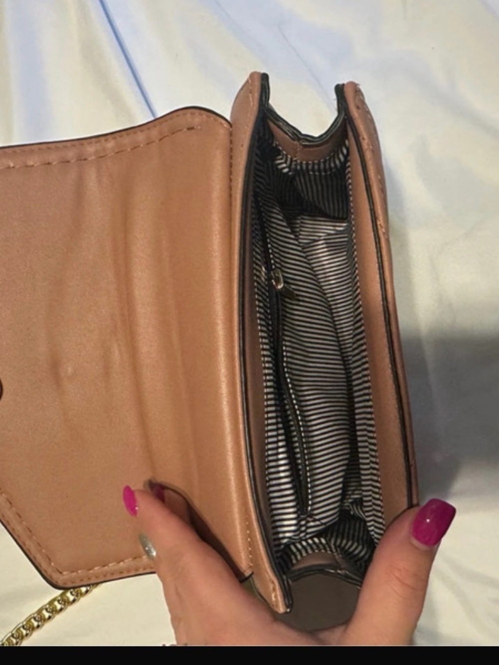 Women's Small Crossbody Bag in Nude Pink - Leather-Effect